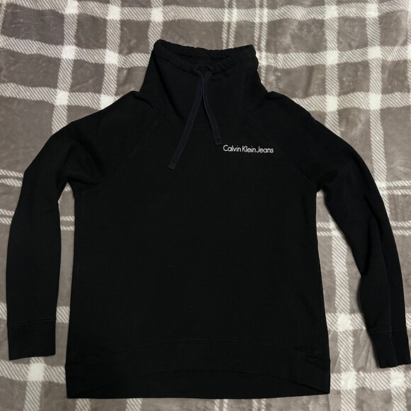 Calvin Klein Jeans Black Drawstring Funnel-Neck Pullover – Cozy & Stylish ✨ - Picture 1 of 2